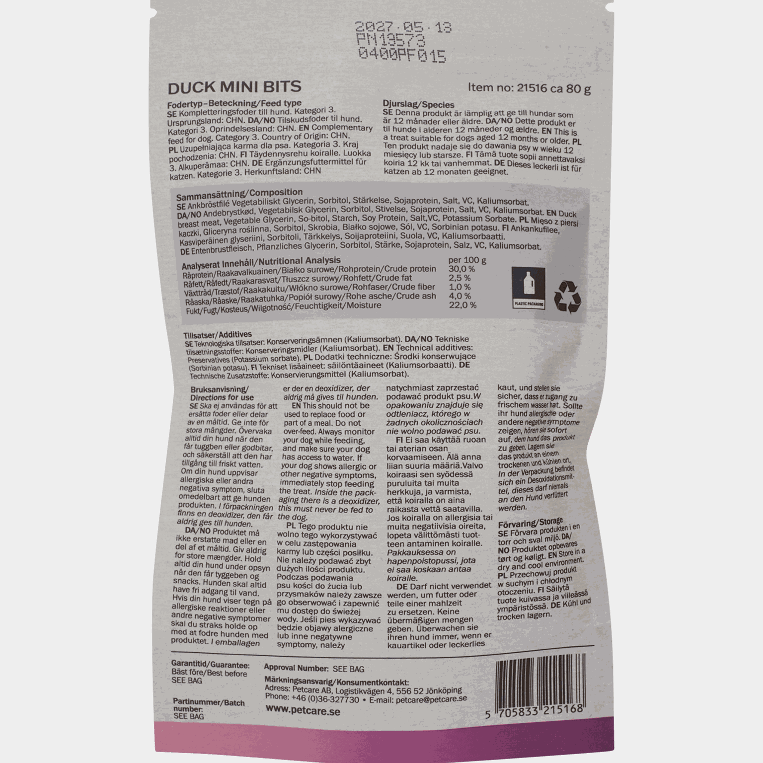 Mini Bits Duck 80g, godbiter til hund - full image 2